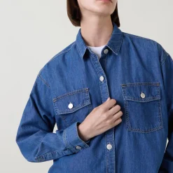 Woodrow Logo Denim Shirt Women Tops
