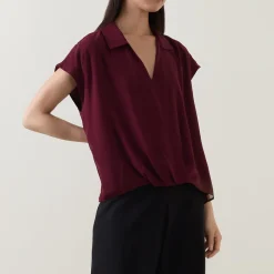Outlet Wrap Draped Blouse Women Tops