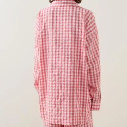 Hot Yew Gingham Pyjama Top Women Sleepwear