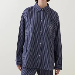 New Yew Striped Pyjama Shirt Women Sleepwear