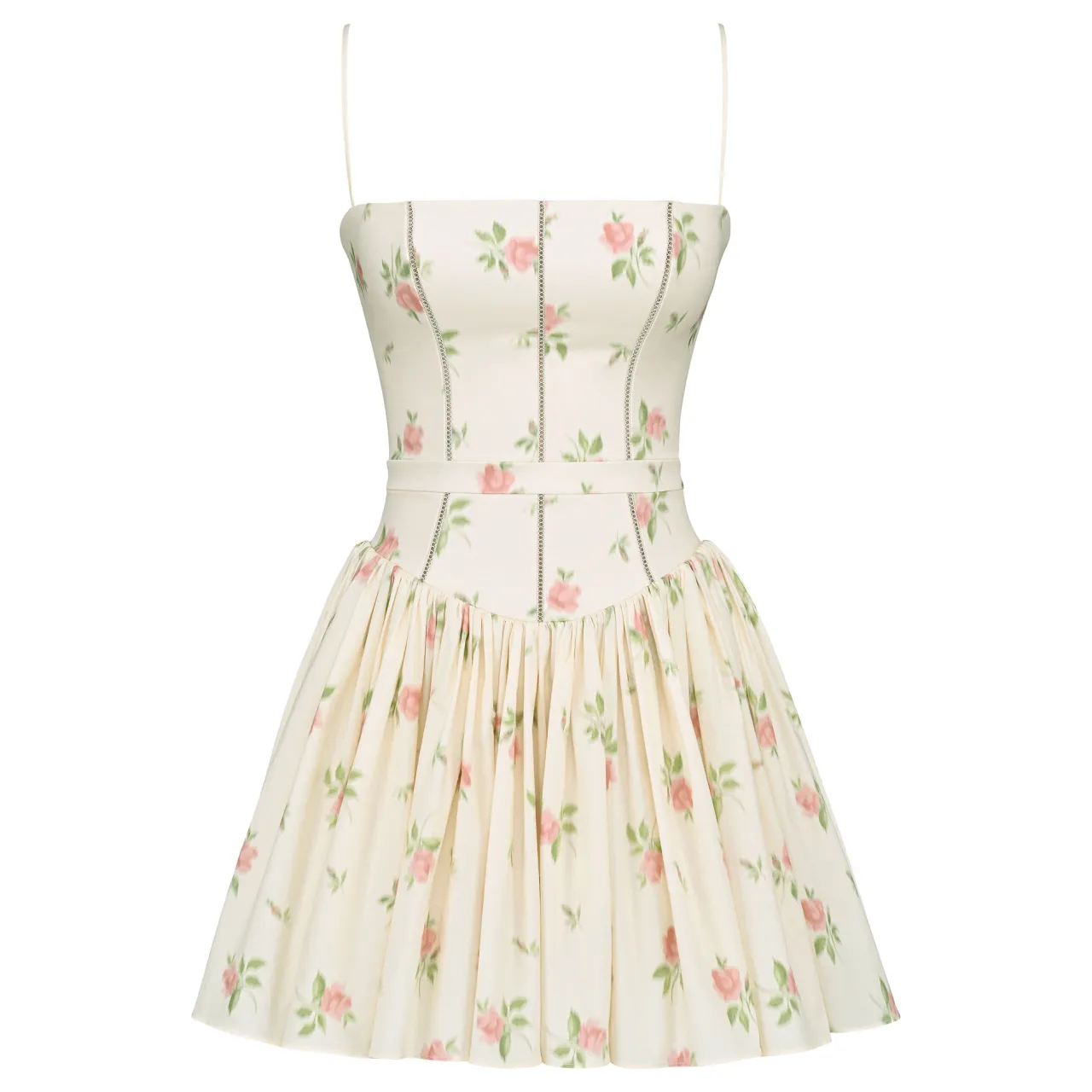 Ysabella Floral Mini Flared Sundress Women Dresses