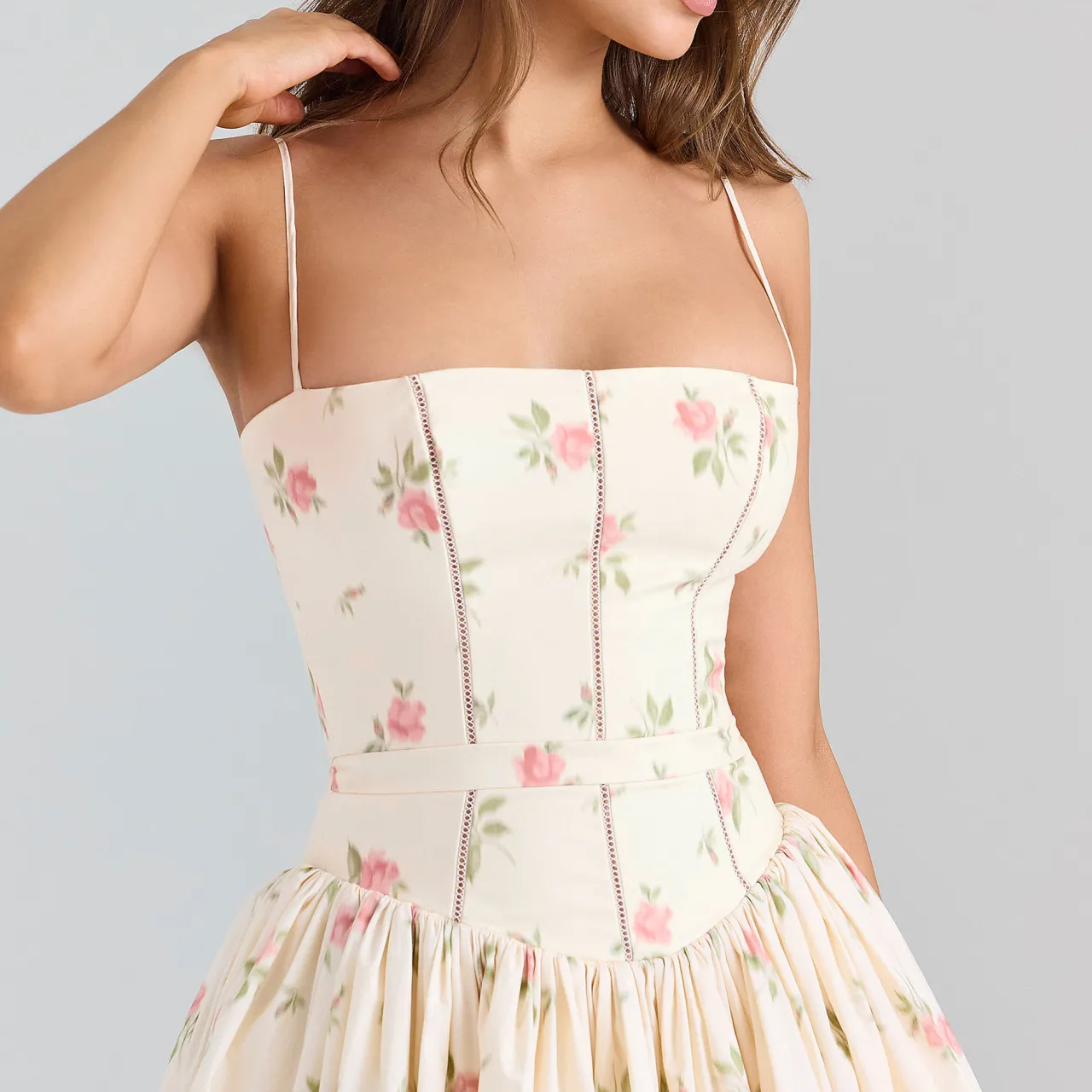 Ysabella Floral Mini Flared Sundress Women Dresses