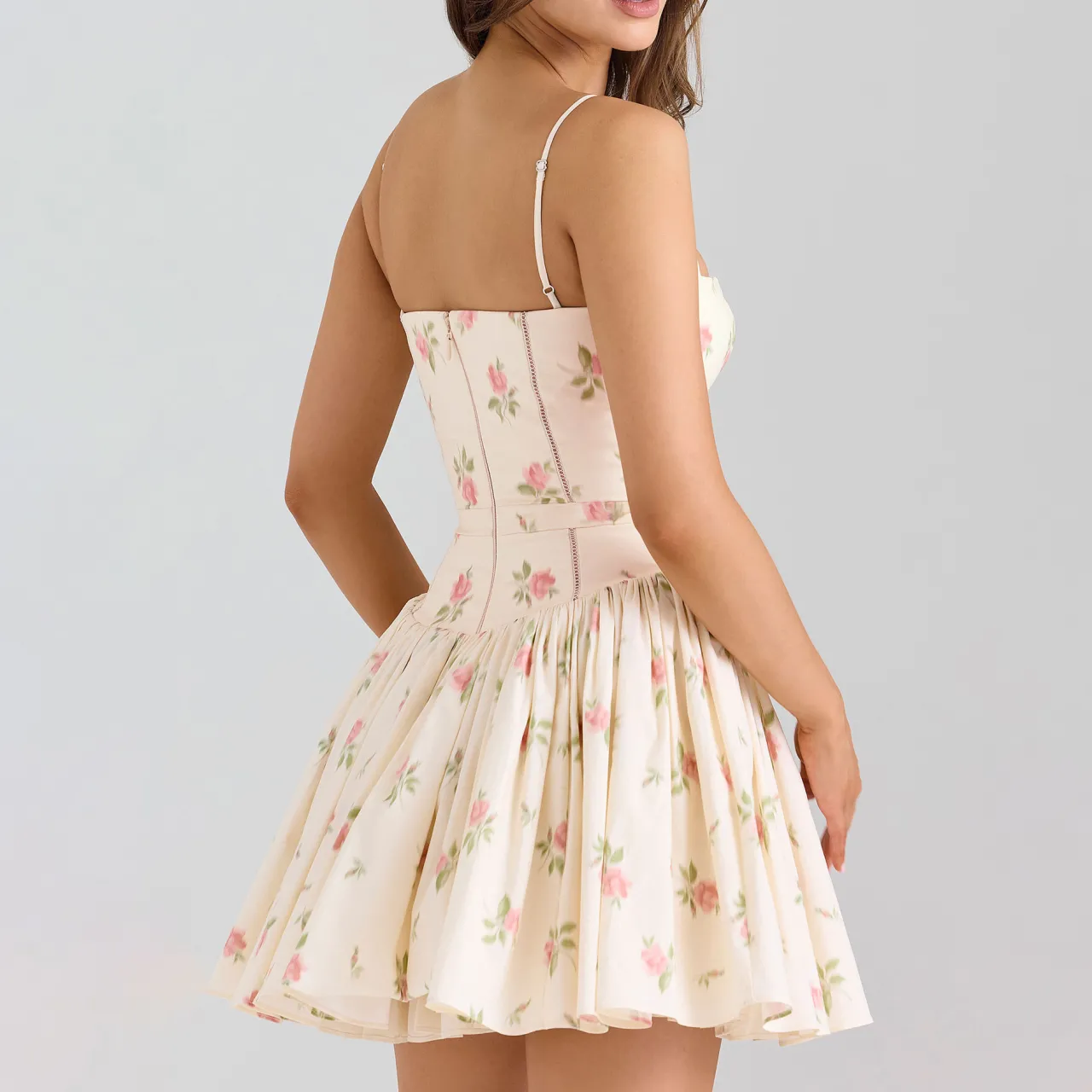 Ysabella Floral Mini Flared Sundress Women Dresses