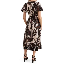 Hot Zarah Leaf Printed Flared Dress Women Dresses