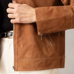 Online Zip-Through Suede Jacket Women Coats & Jackets