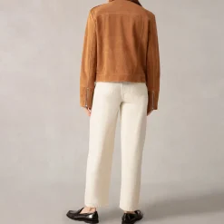 Online Zip-Through Suede Jacket Women Coats & Jackets